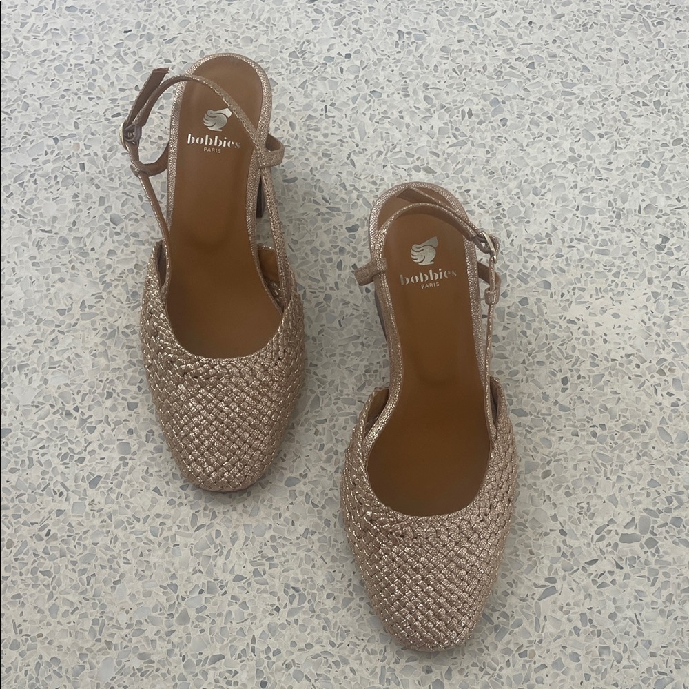 Bobbie’s Gold Woven Heels